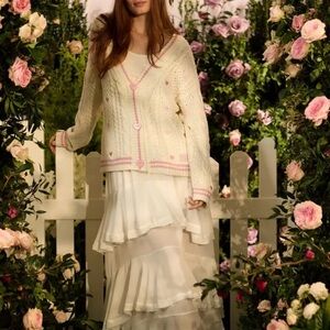 Taylor Swift Lover Knit Cardigan Sweater Size M/L Hearts